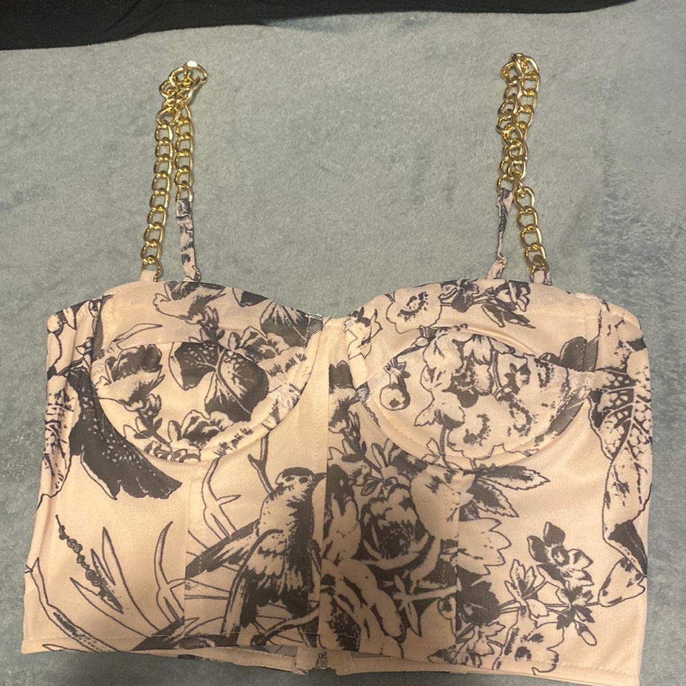 Fashion Nova Nude and Black Corset Top